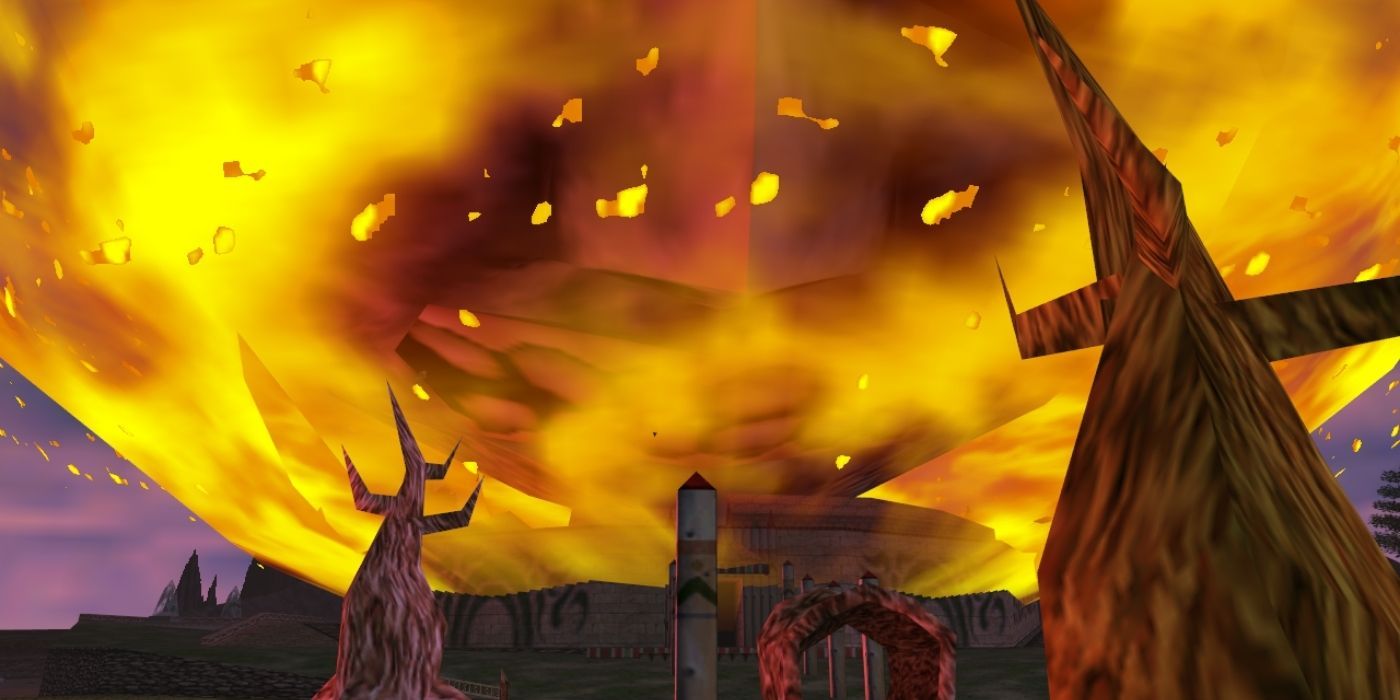 The moon destroys Clock Town in Majora's Mask