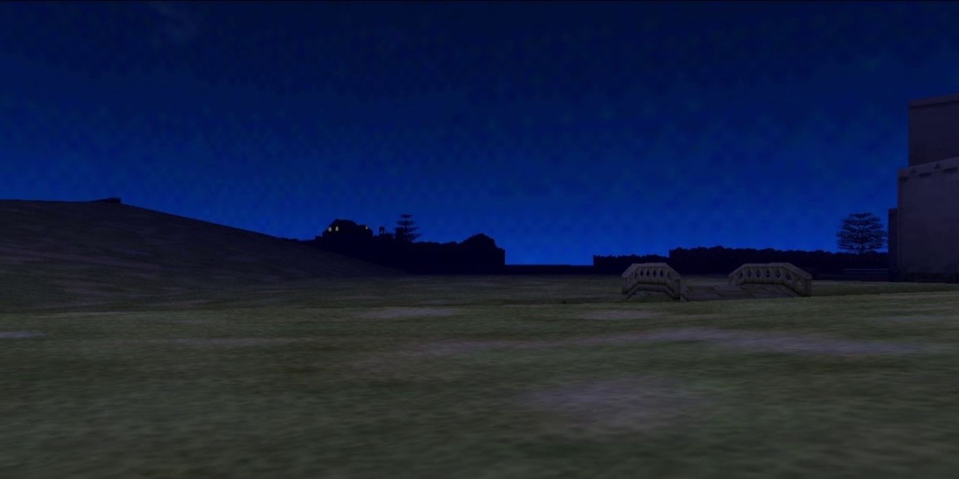 An open flied at night in Ocarina of Time