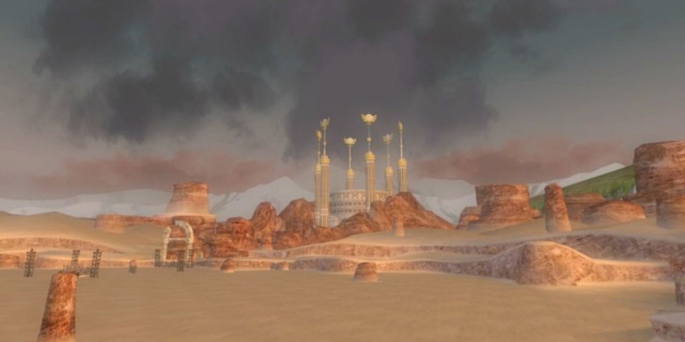 A view of Arbiter’s Grounds from the distance in Twilight Princess