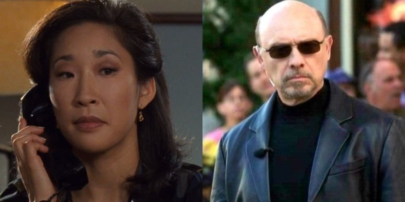 Split image showing Sandra Oh and Hector Elizondo in The Princess Diaries