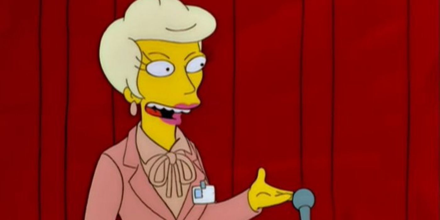 Lindsey Naegle giving a speech in The Simpsons