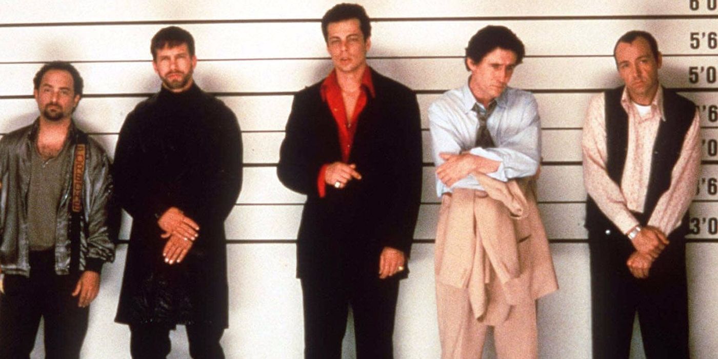 The Usual Suspects squad in a police lineup.