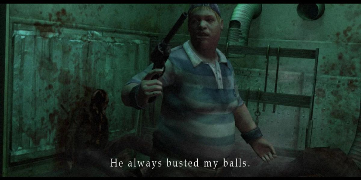 Eddie speaking in a Silent Hill 2 cutscene.