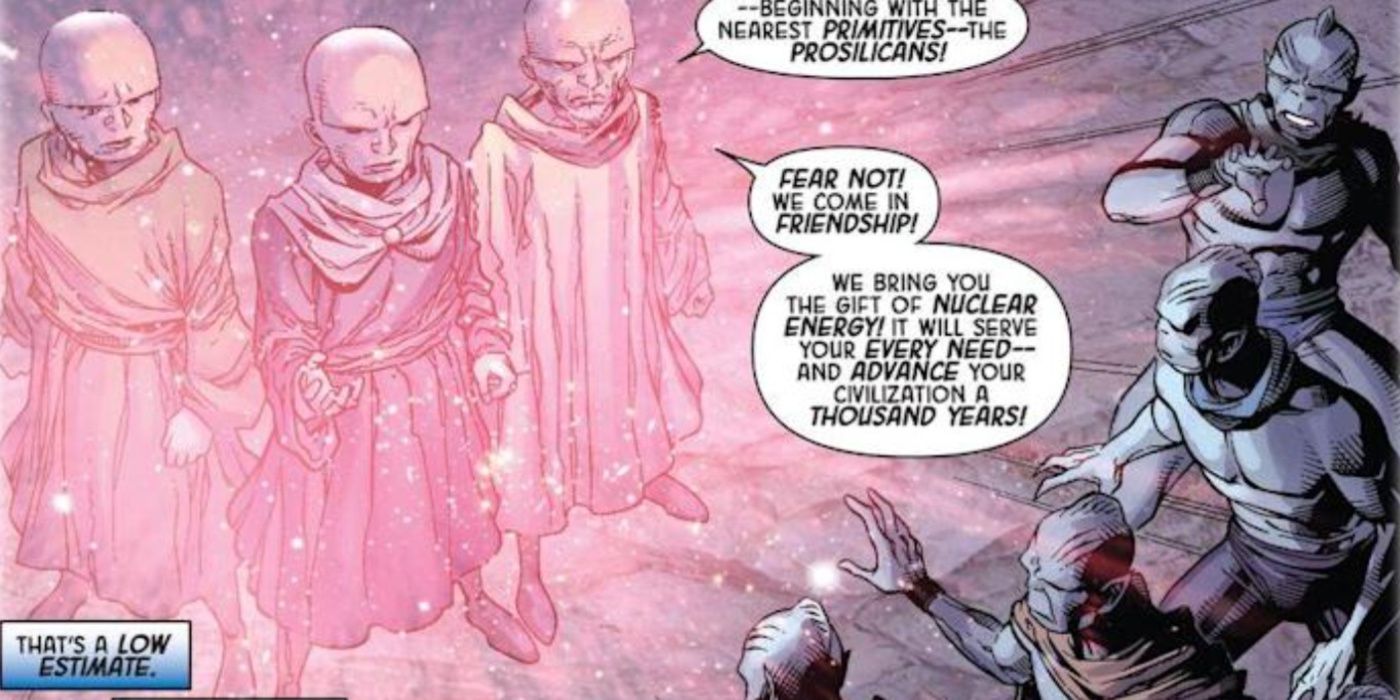 The Watchers appear to the Prosilicans in Marvel comics.