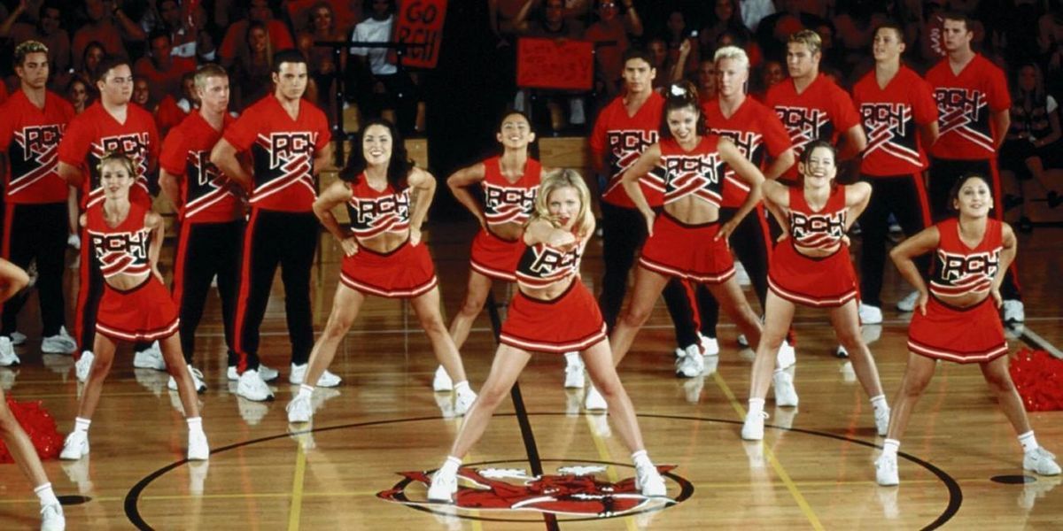 The opening scene of cheerleaders in the gym on Bring It On