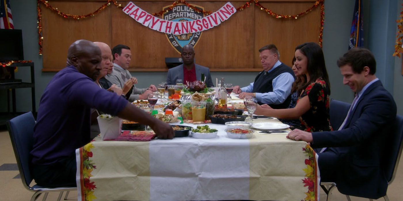 The squad enjoy a takeout Thanksgiving feast in Brooklyn Nine Nine
