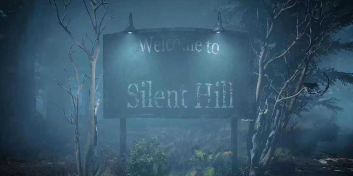 The iconic roadside sign for Silent Hill.