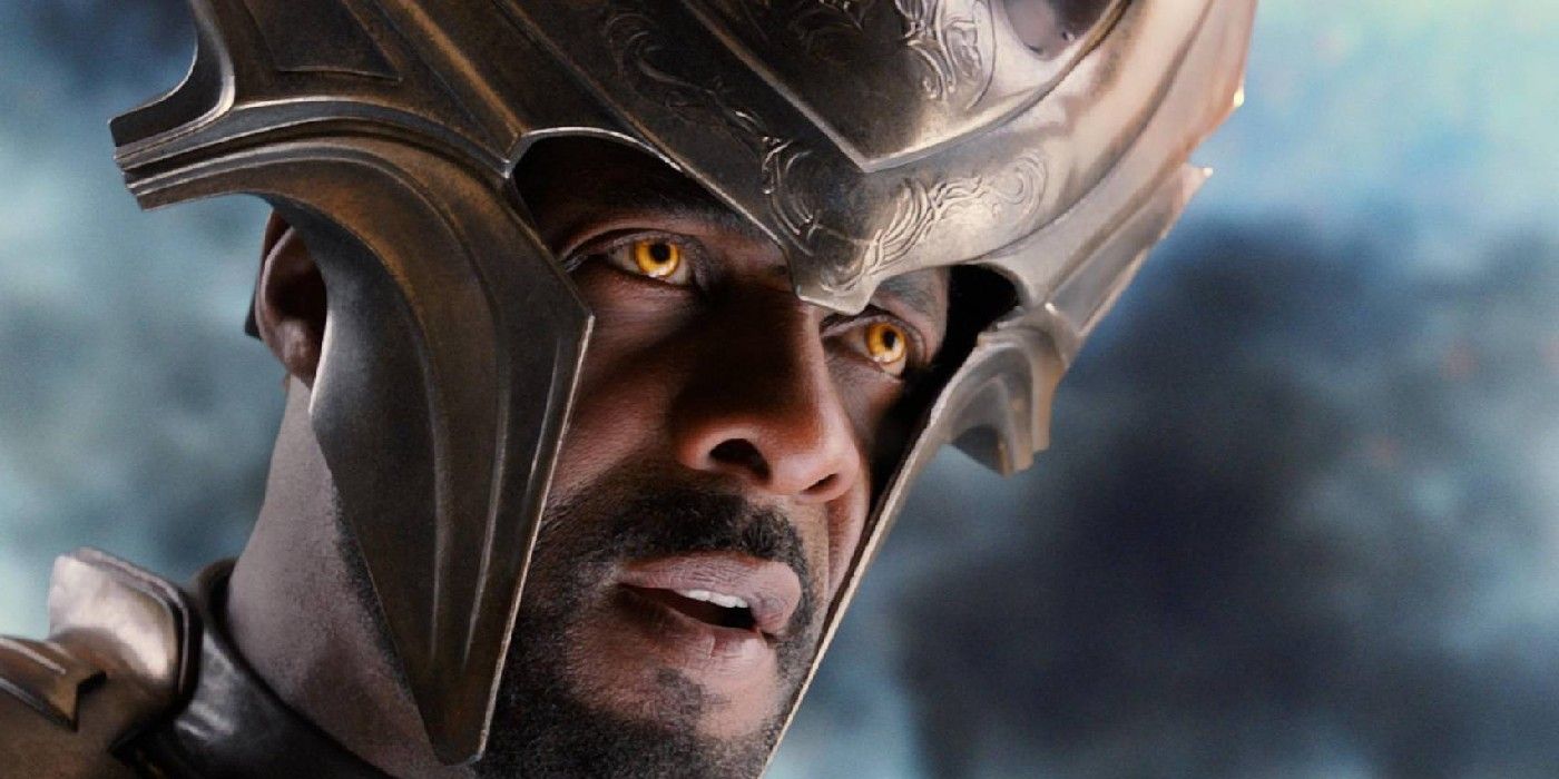 Idris Elba as Heimdall with orange eyes in Thor: The Dark World.