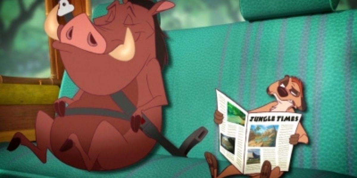 Timon and Pumba resting in a car in Timon & Pumbaa (1995-1999)