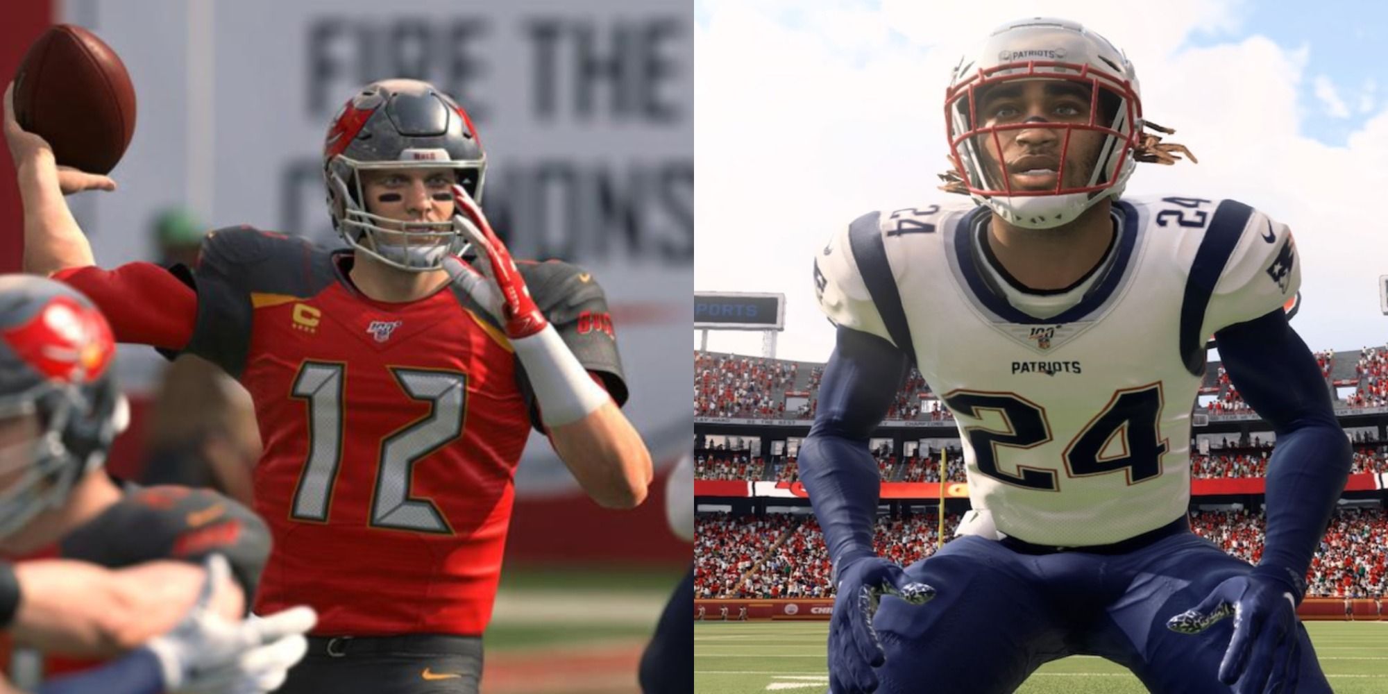 NFL players Tom Brady and Stephone Gilmore in Madden 22.