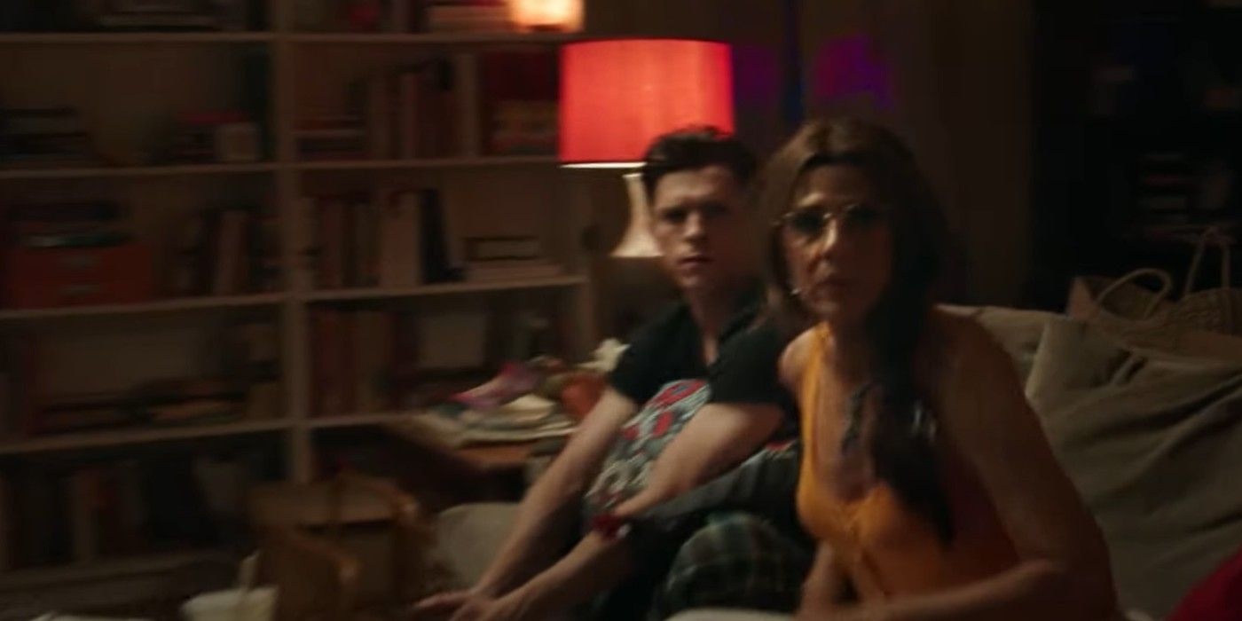 Tom Holland as Peter Parker and Marisa Tomei as Aunt May in Spider Man No Way Home