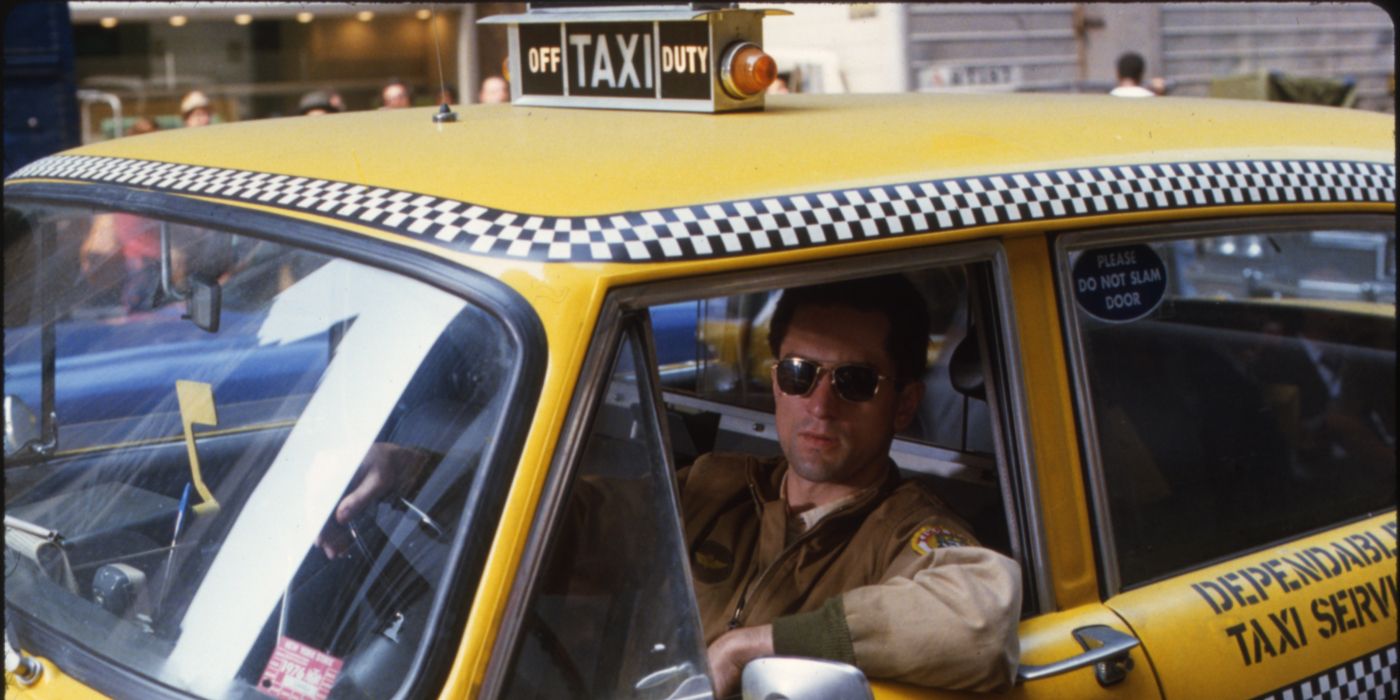 Travis Bickel in his cab in Taxi Driver.