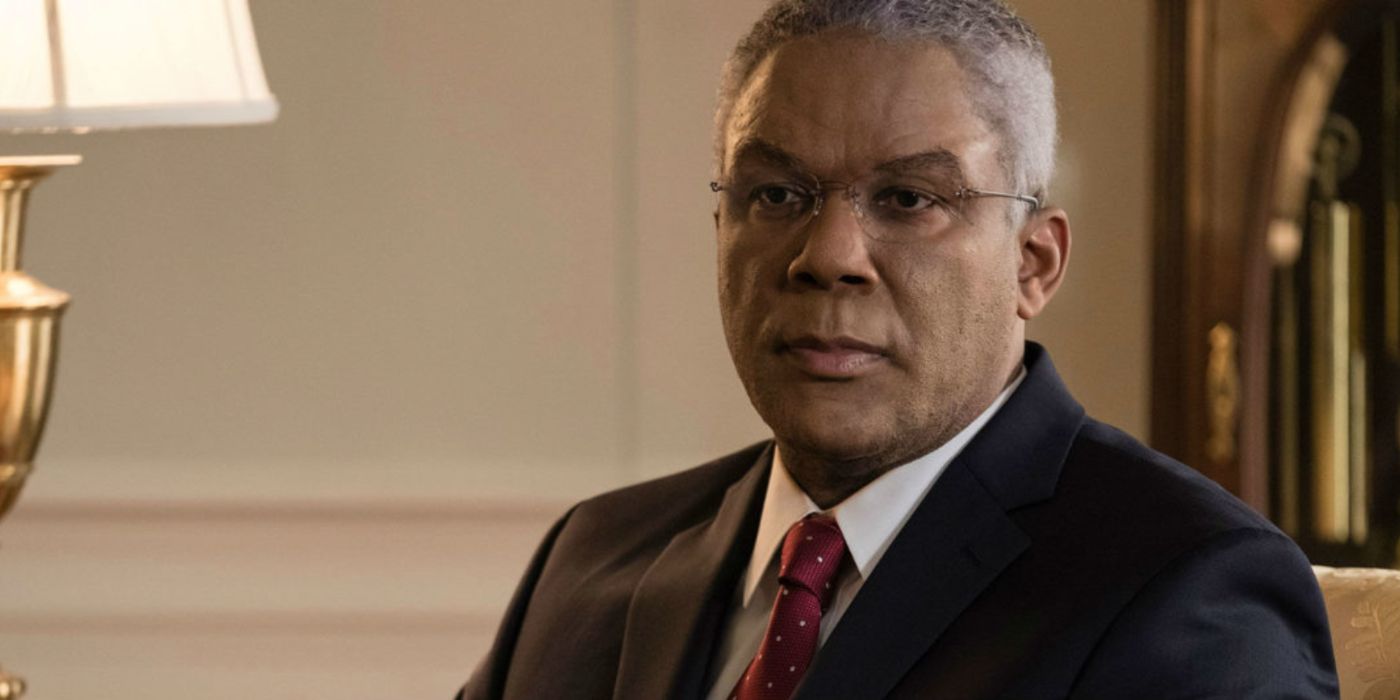 Colin Powell sits in an office in Vice