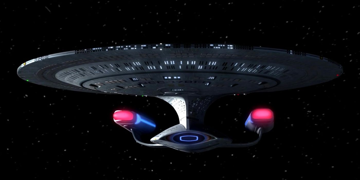 A picture of Star Trek's USS Enterprise D is shown.