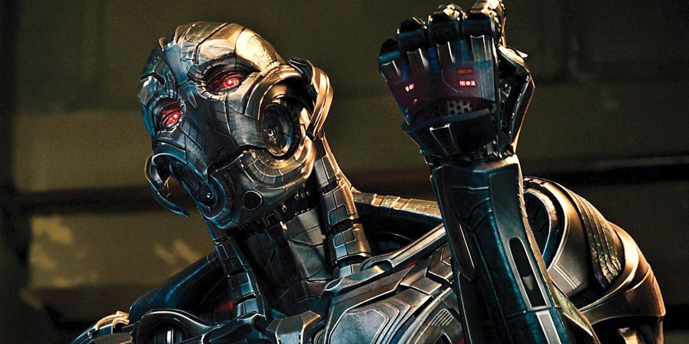 Ultron threatens the Avengers in Age of Ultron.
