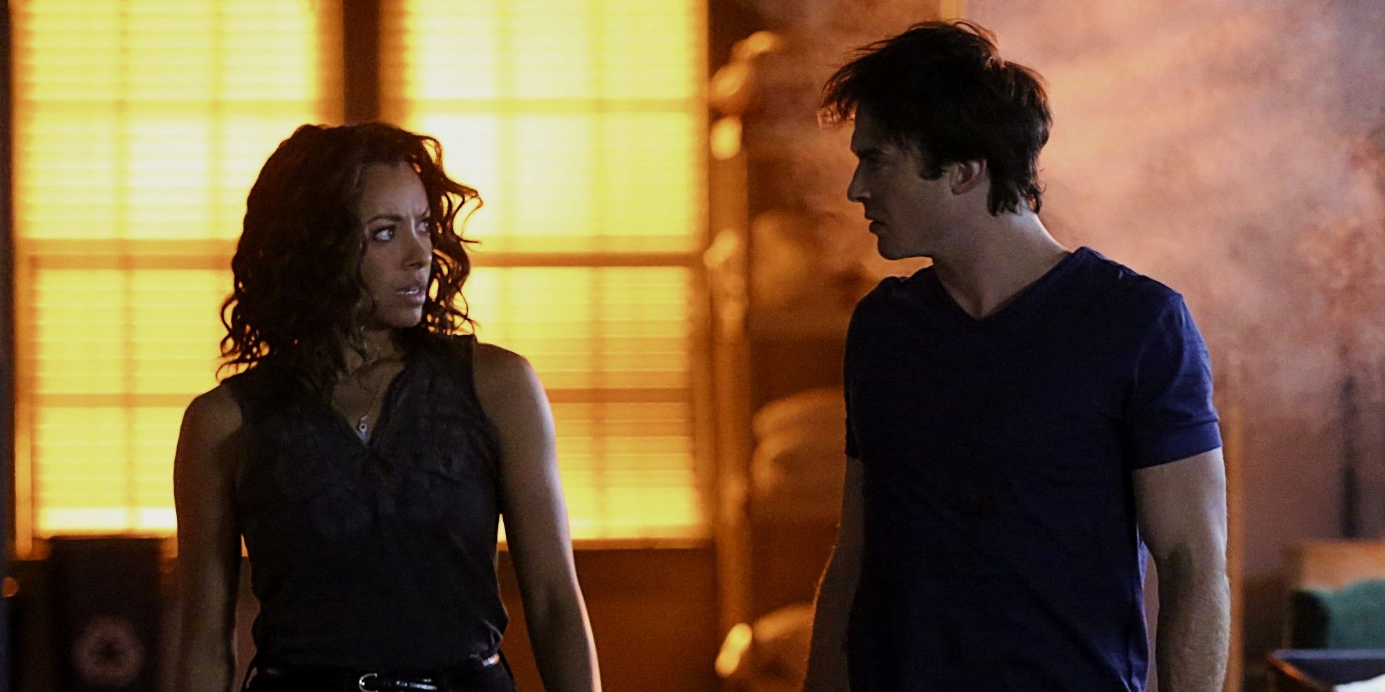 Bonnie and Damon talking in The Vampire Diaries