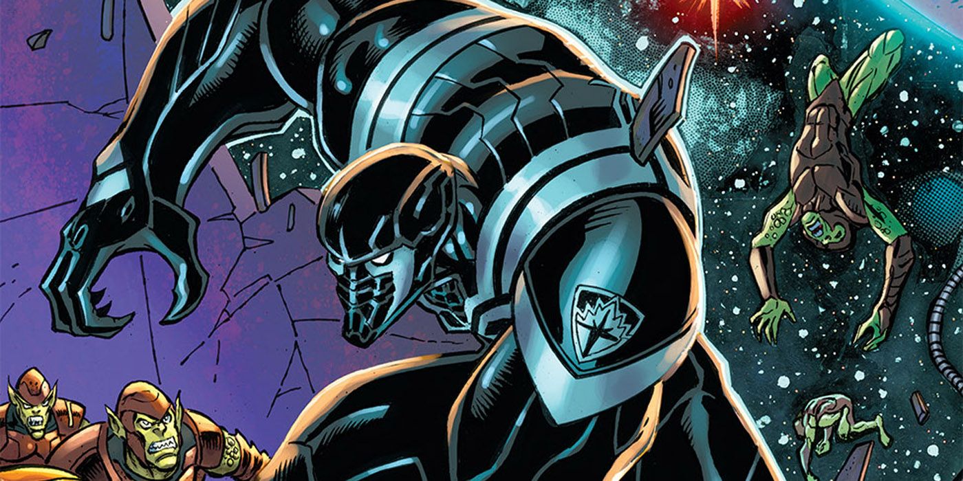 Venom battling aliens in outerspace in Venom: Space Knight comics.