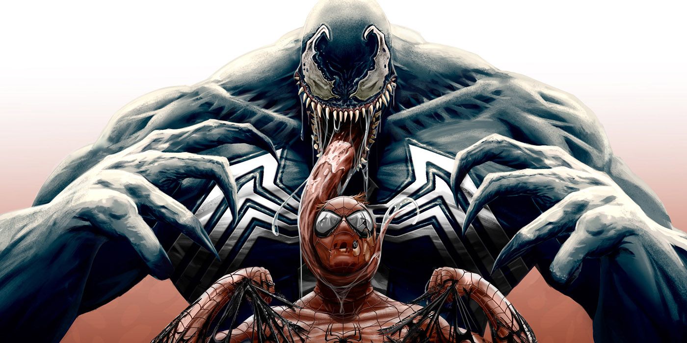 Venom attacking Spider-Man from behind in the comics..