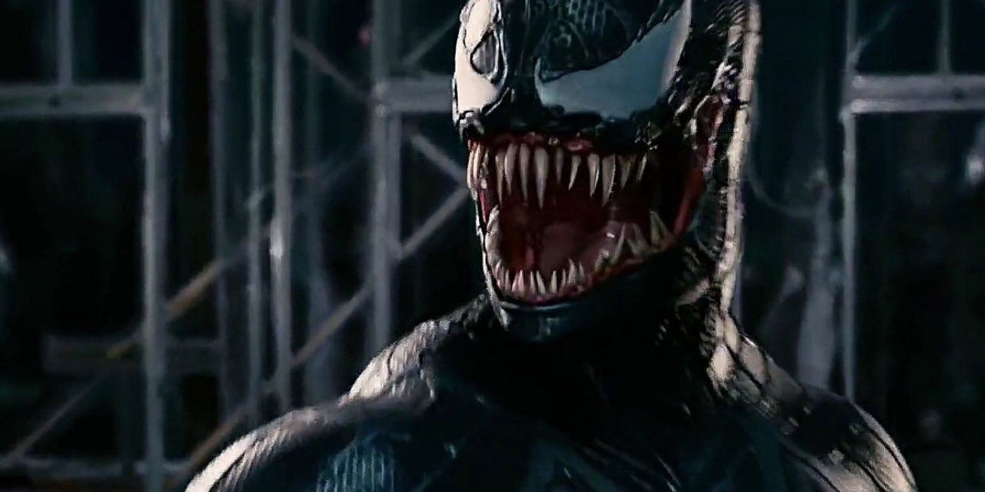 Venom in Spider-Man 3 looking at Spider-Man..