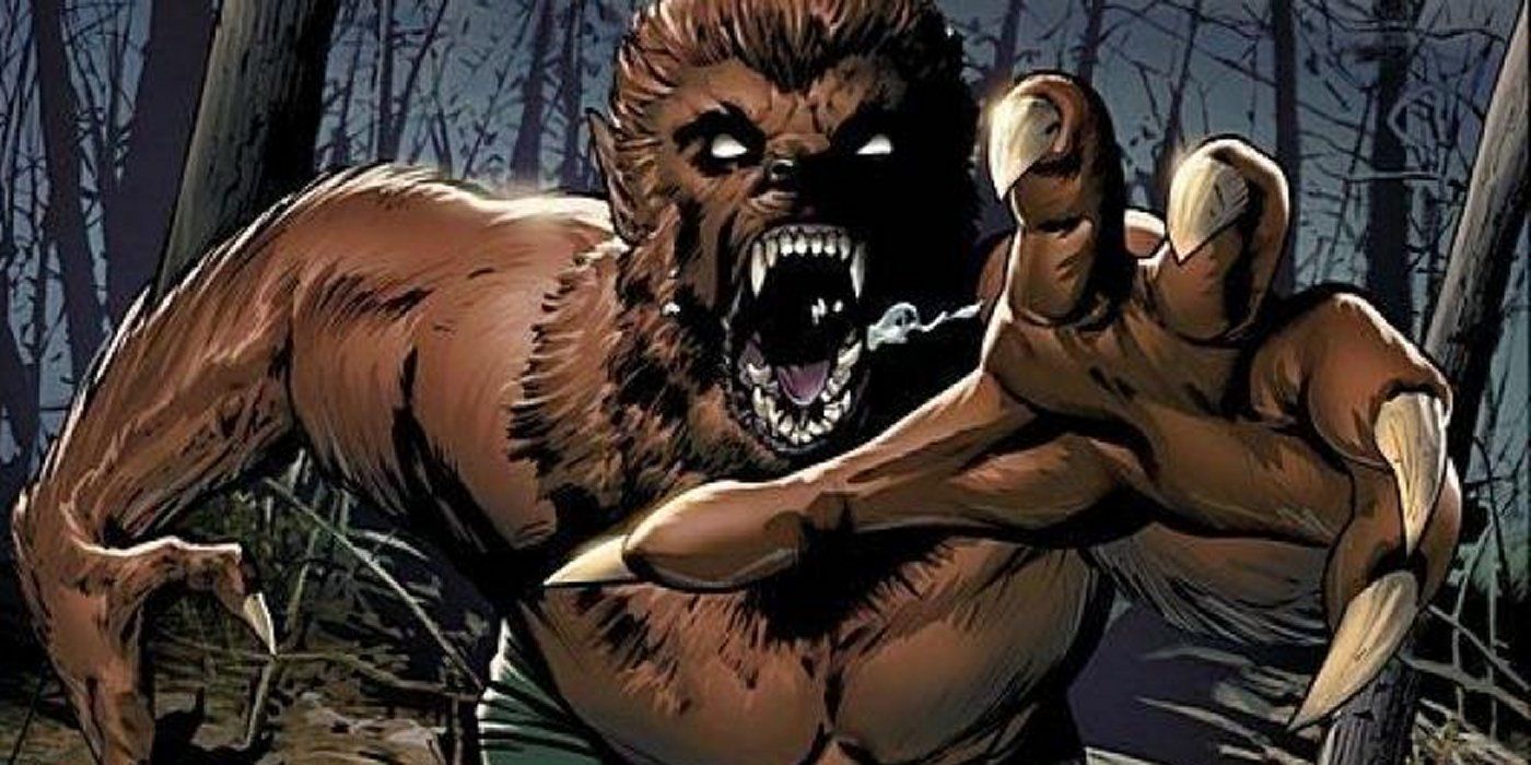 Werewolf by Night roaring and launching at someone in Marvel Comics