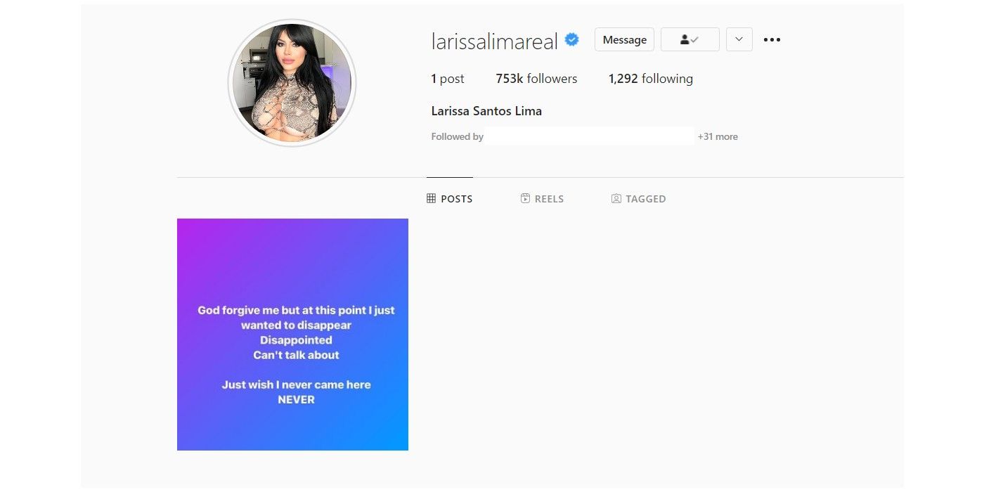 90 Day Fiancé: Larissa Scares Fans By Wiping IG & Posting Cryptic Message