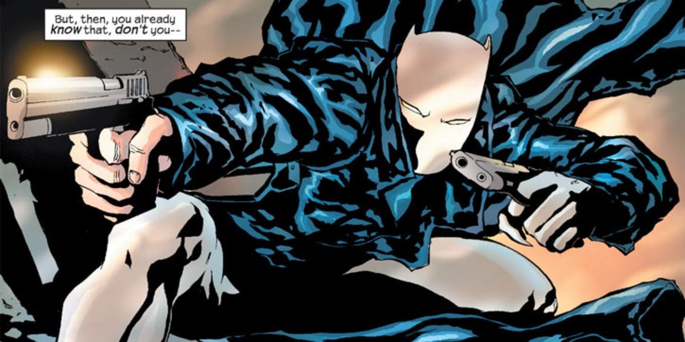 White Tiger, a Black Panther variant, aims a pair of guns in Marvel Comics.