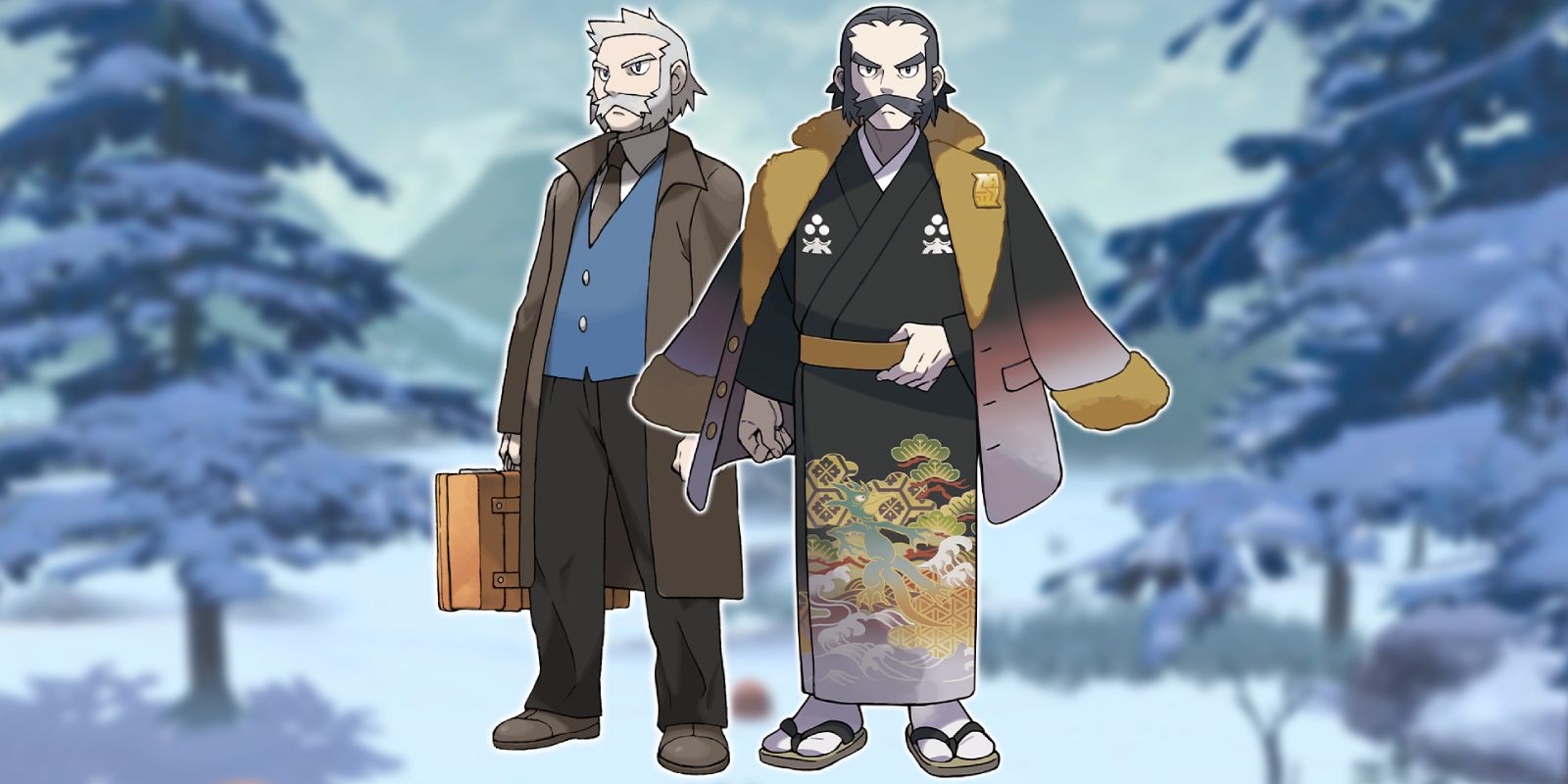 Commander Kamado and Professor Rowan from Pokemon standing next to each other.
