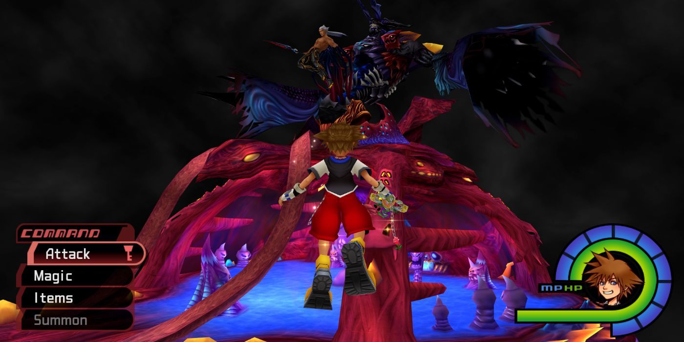The player climbing the World of Chaos ship in Kingdom Hearts