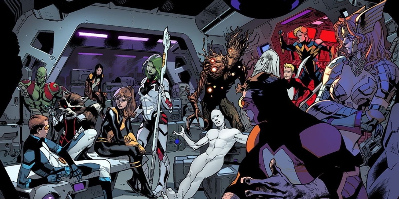The X-Men join forces with the Guardians of the Galaxy during the Trail of Jean Grey storyline
