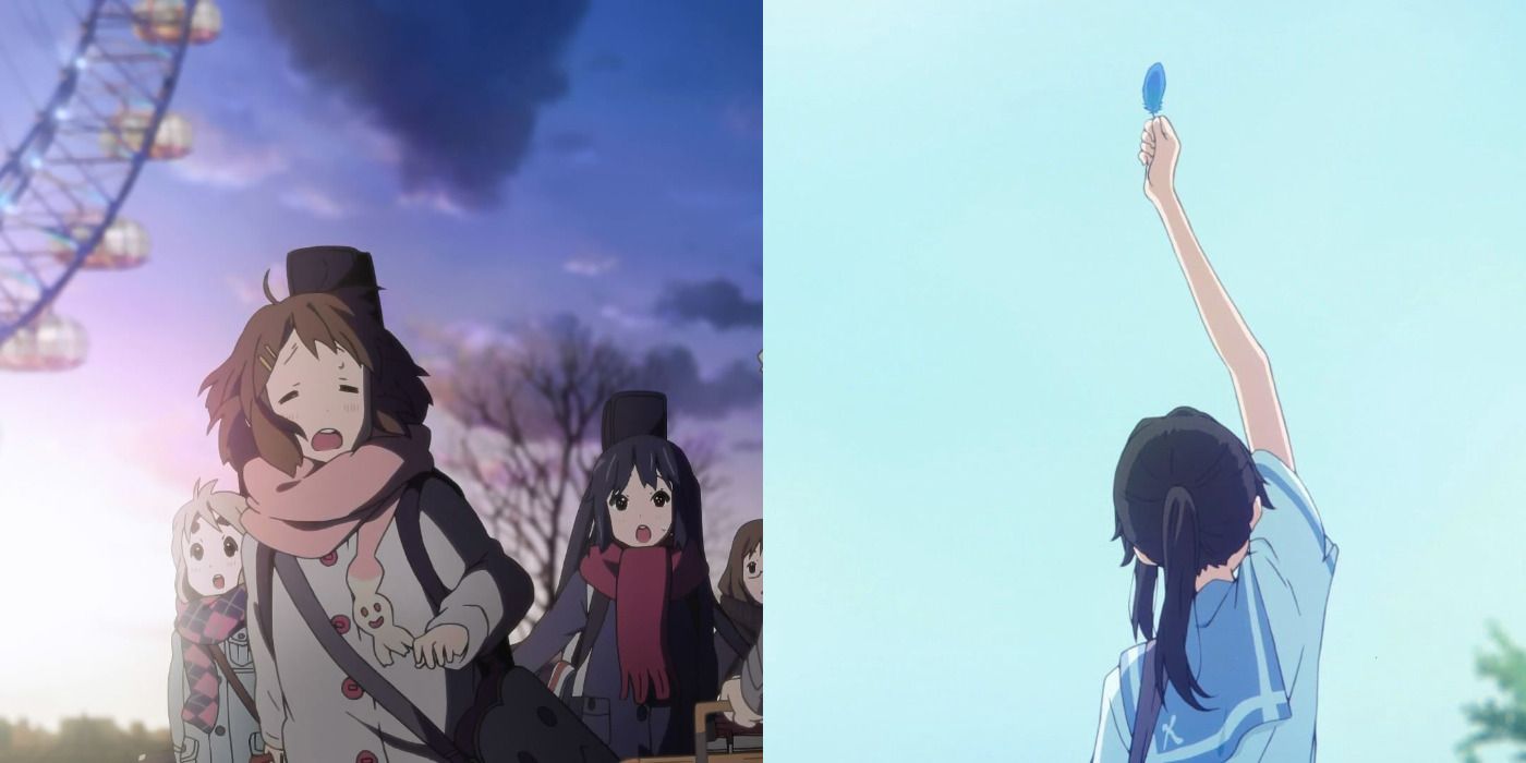 Split image with screenshots from K-On! and Liz and the Blue Bird.
