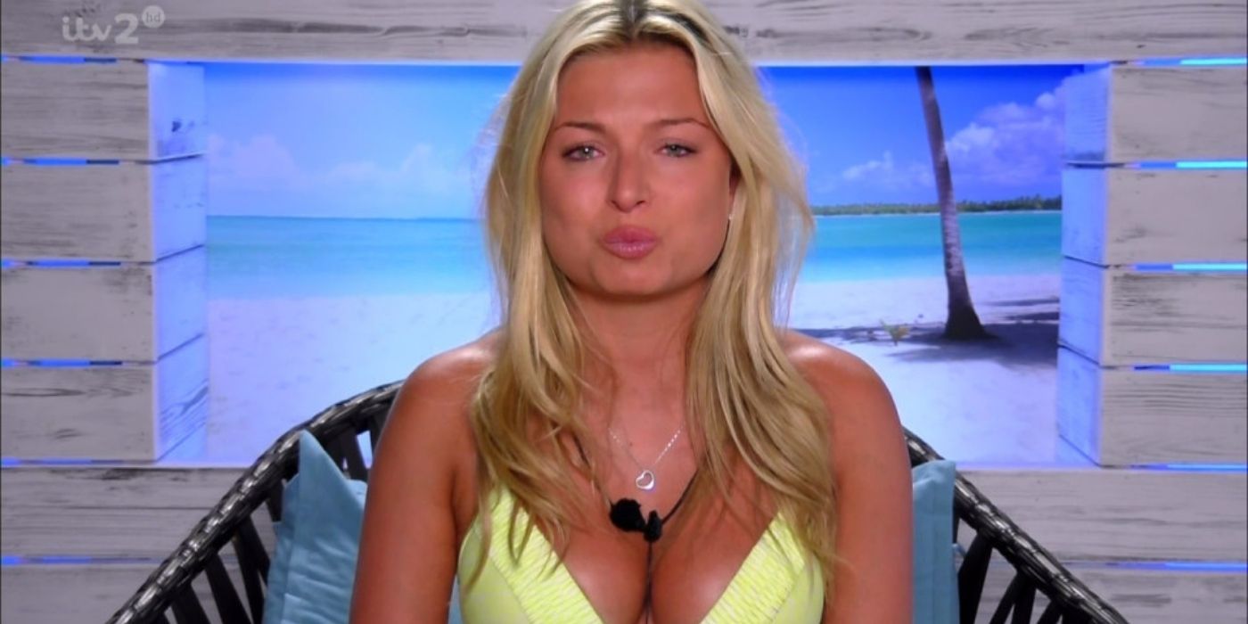 Zara Holland talking to the cameras in a confessional for Love Island