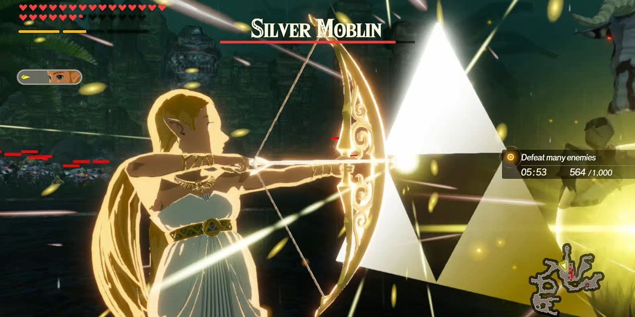 Zelda wielding the Bow of Light in Hyrule Warriors: Age Of Calamity
