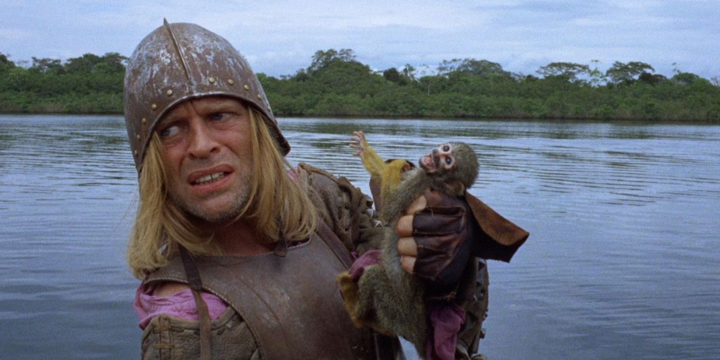Aguirre holding a monkey in Aguirre the Wrath of God