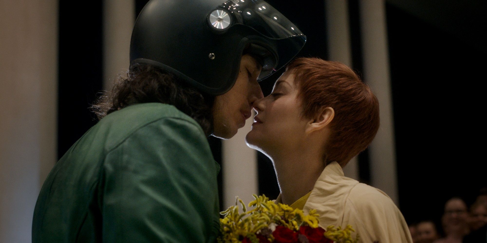 Adam Driver and Marion Cotillard kiss in Annette