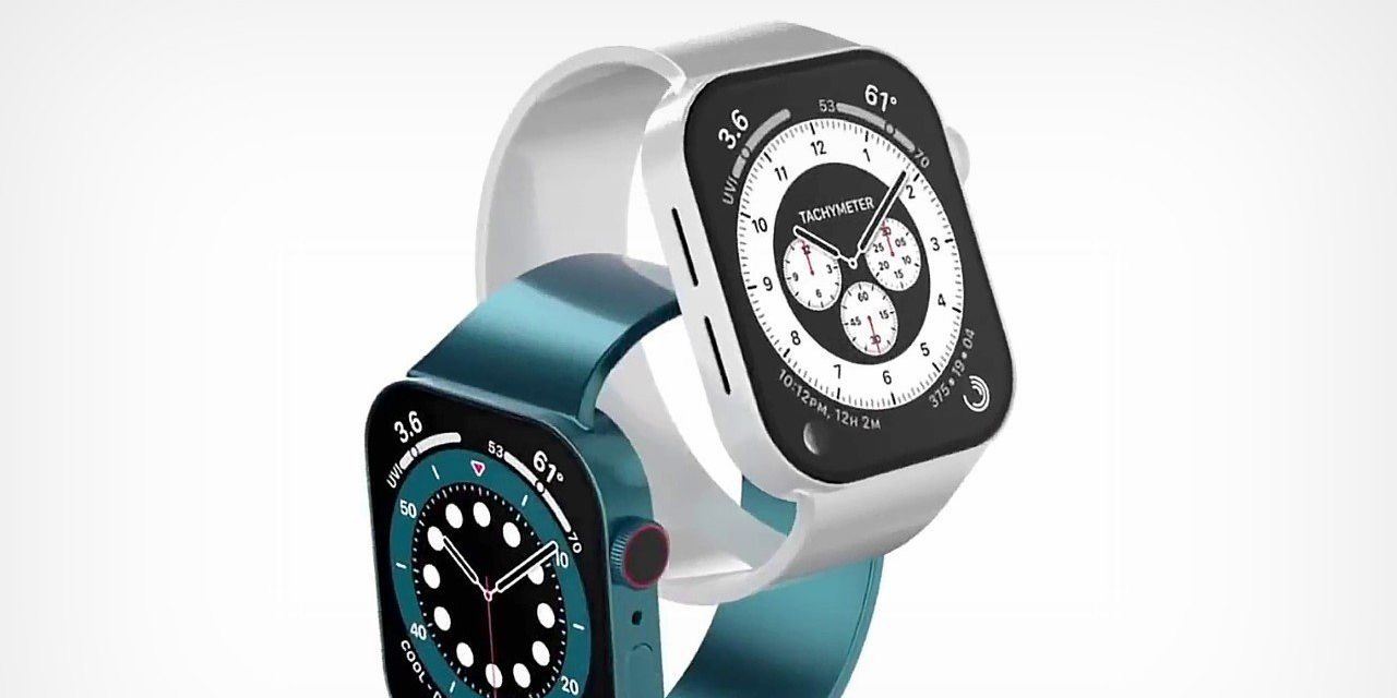 Apple Watch Series 7 render in white and blue colors