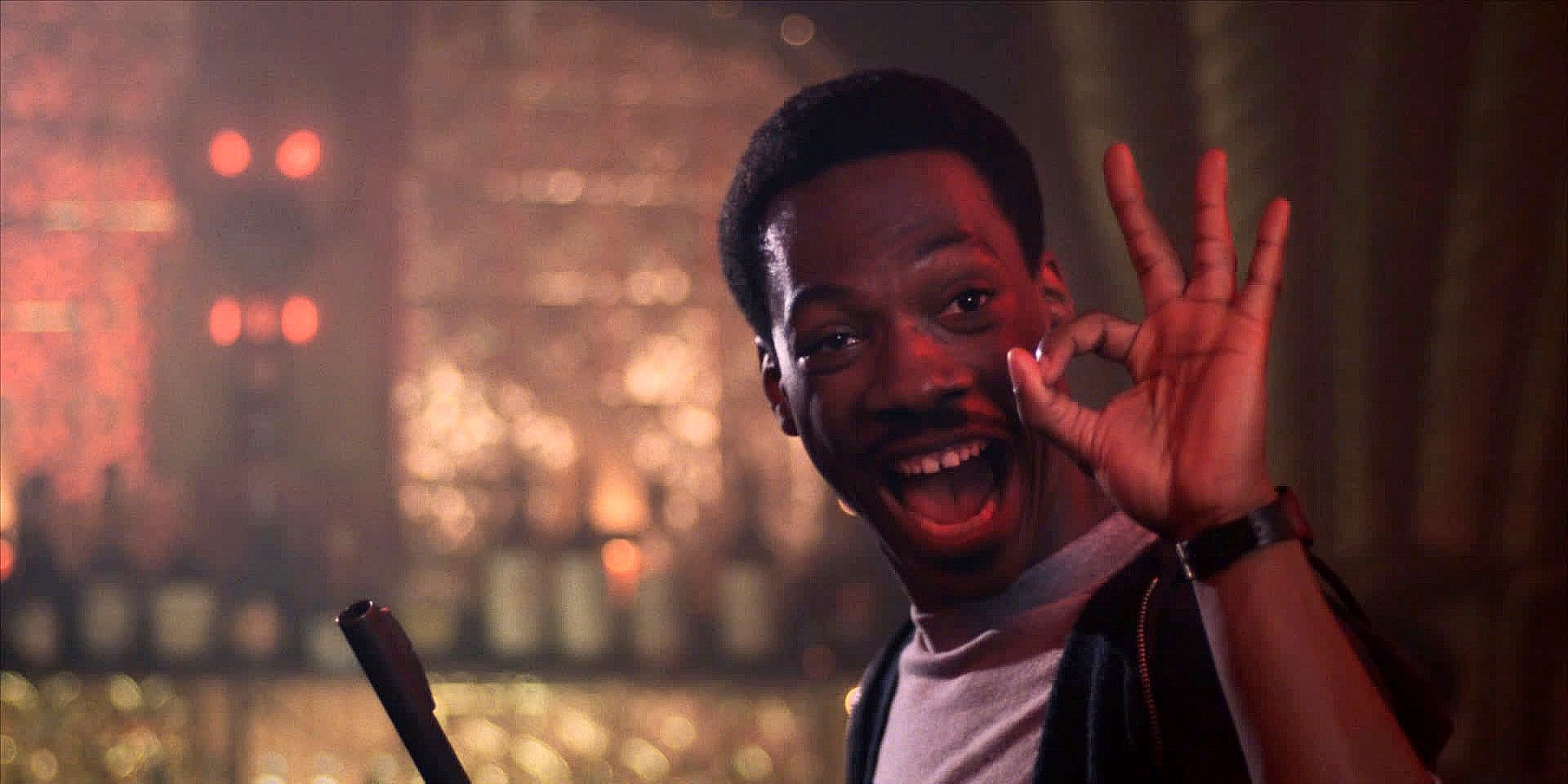 Axel Foley smiling in Beverly Hills Cop
