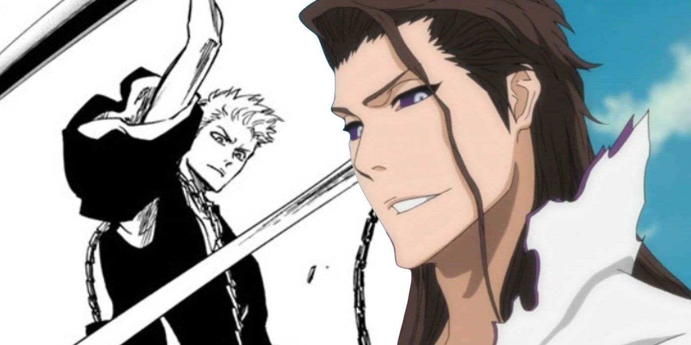 Blended image of Aizen in the Bleach manga and anime,