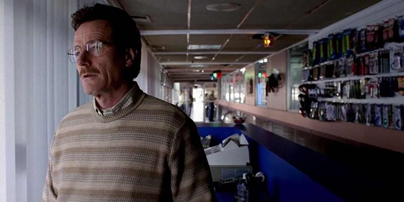 Walter staring aimlessly out the window at the car wash in Breaking Bad.