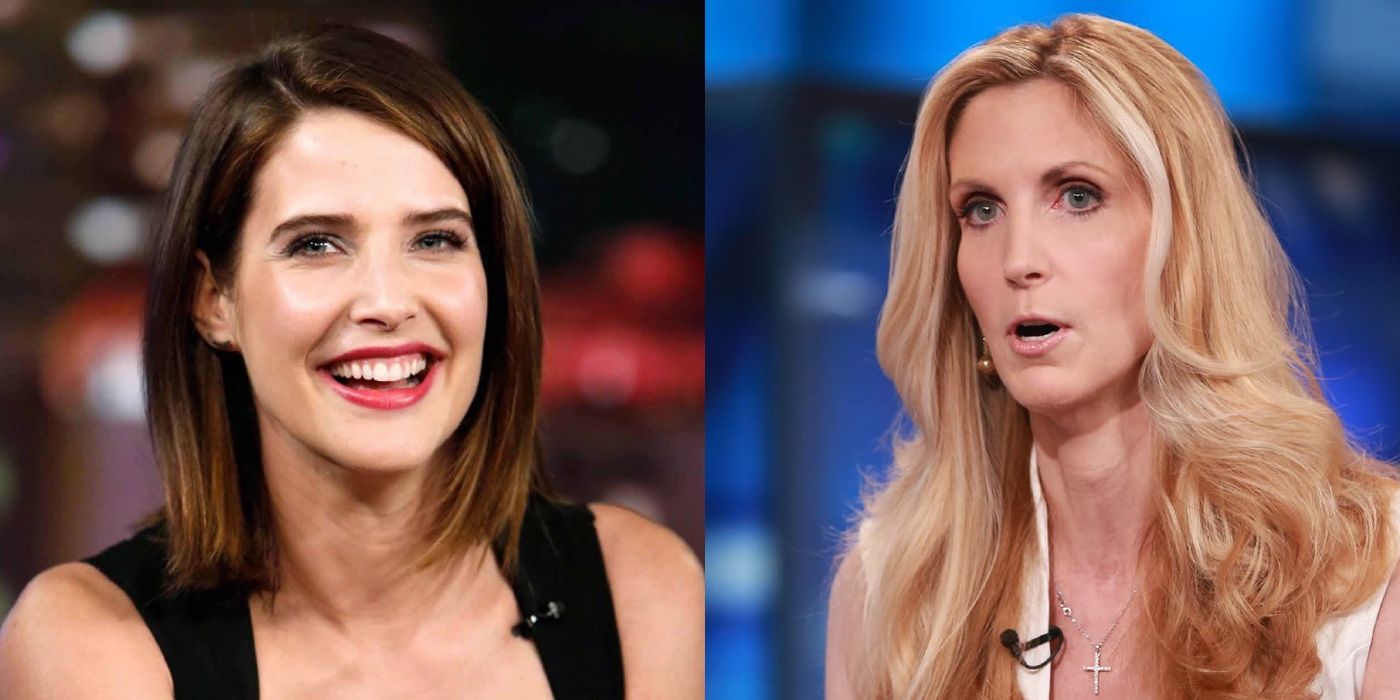 Split image of Cobie Smulders and Anne Coulter for American Crime Story: Impeachment