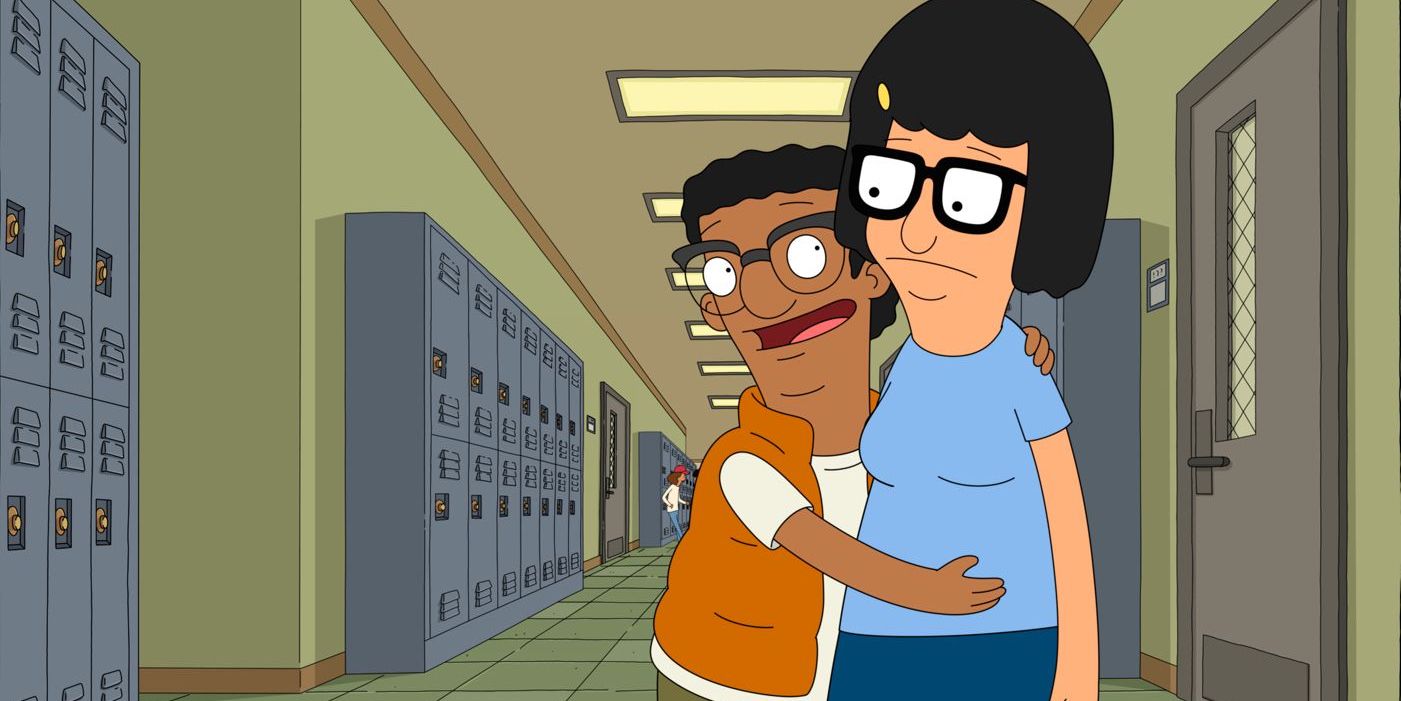 Darryl hugs Tina at school in Bob's Burgers