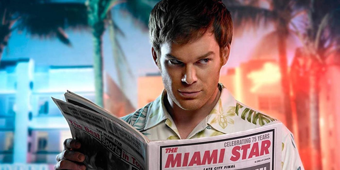 Dexter reading the paper in Dexter.