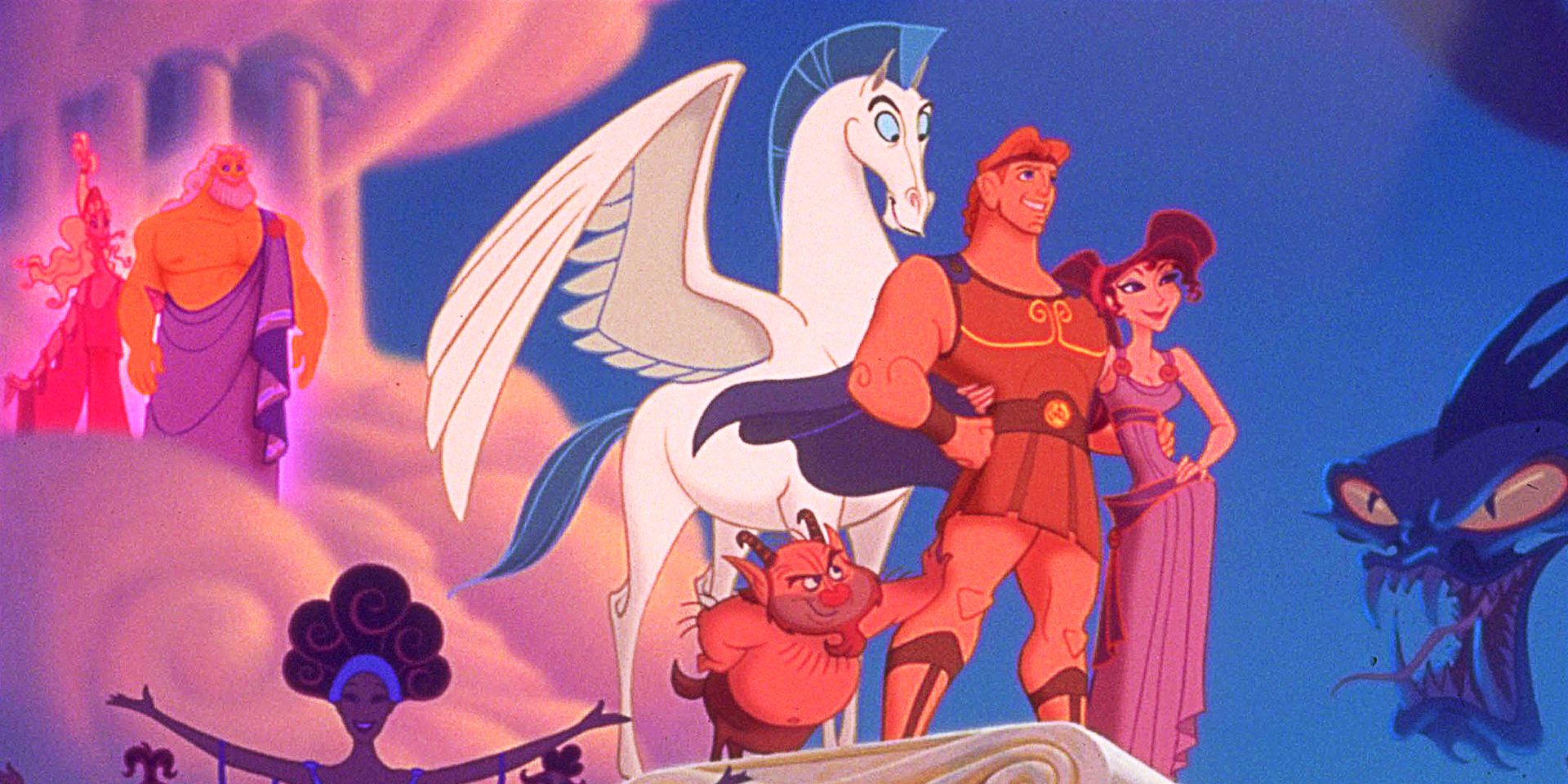 Hercules stands with Pegasus in Hercules