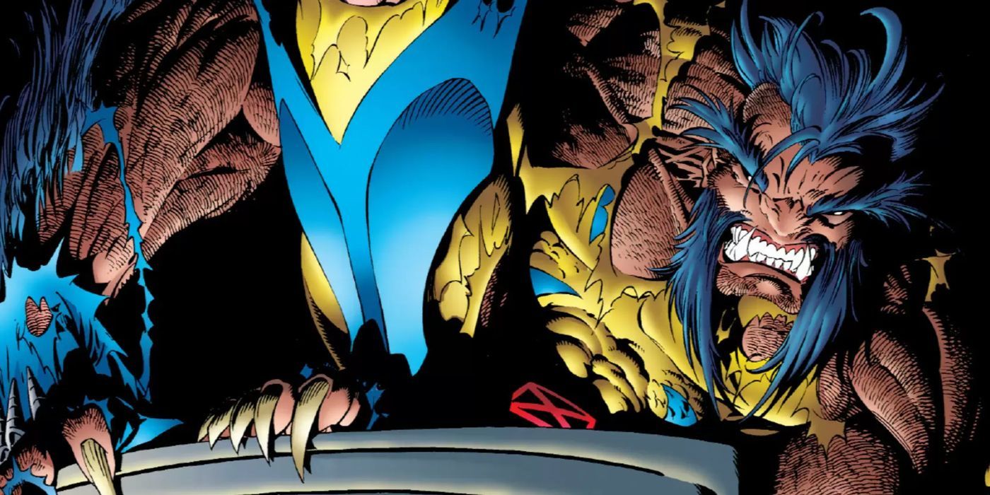 A feral Wolverine crouching in Marvel comics