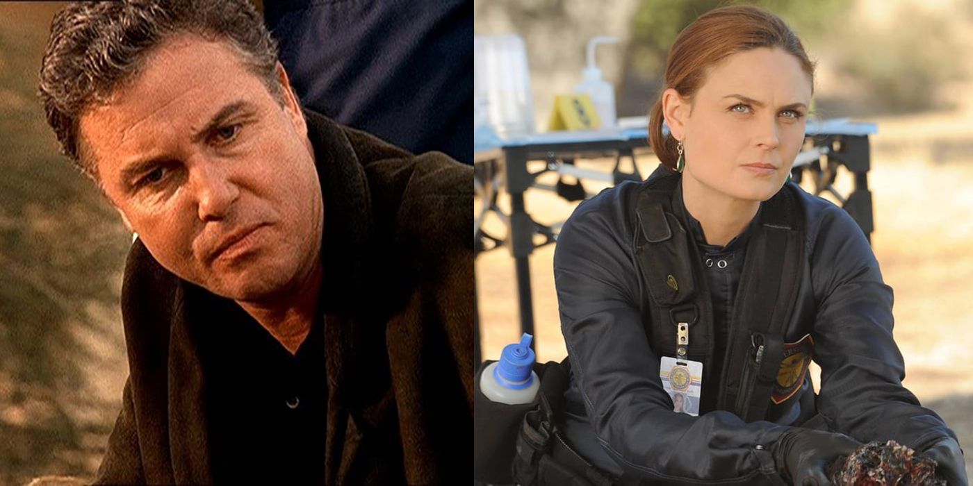 Split imagoes Gil Grissom from CSI and Temperance Brennan from Bones.
