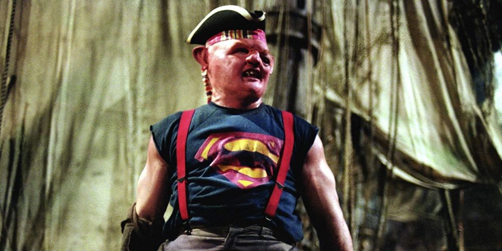 Sloth unveils Superman shirt on the pirate ship in The Goonies