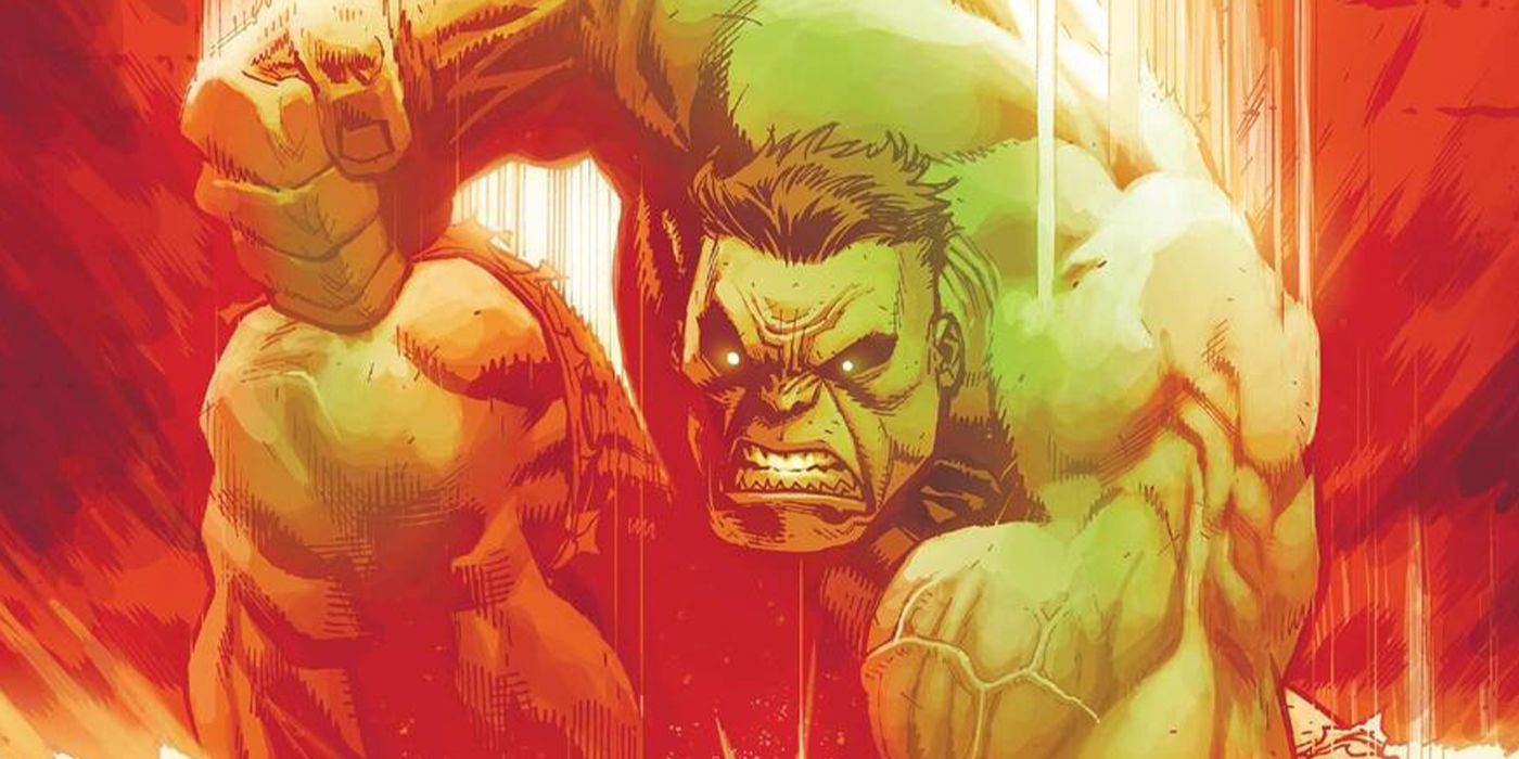 Hulk keeling and ounching the ground in the comics