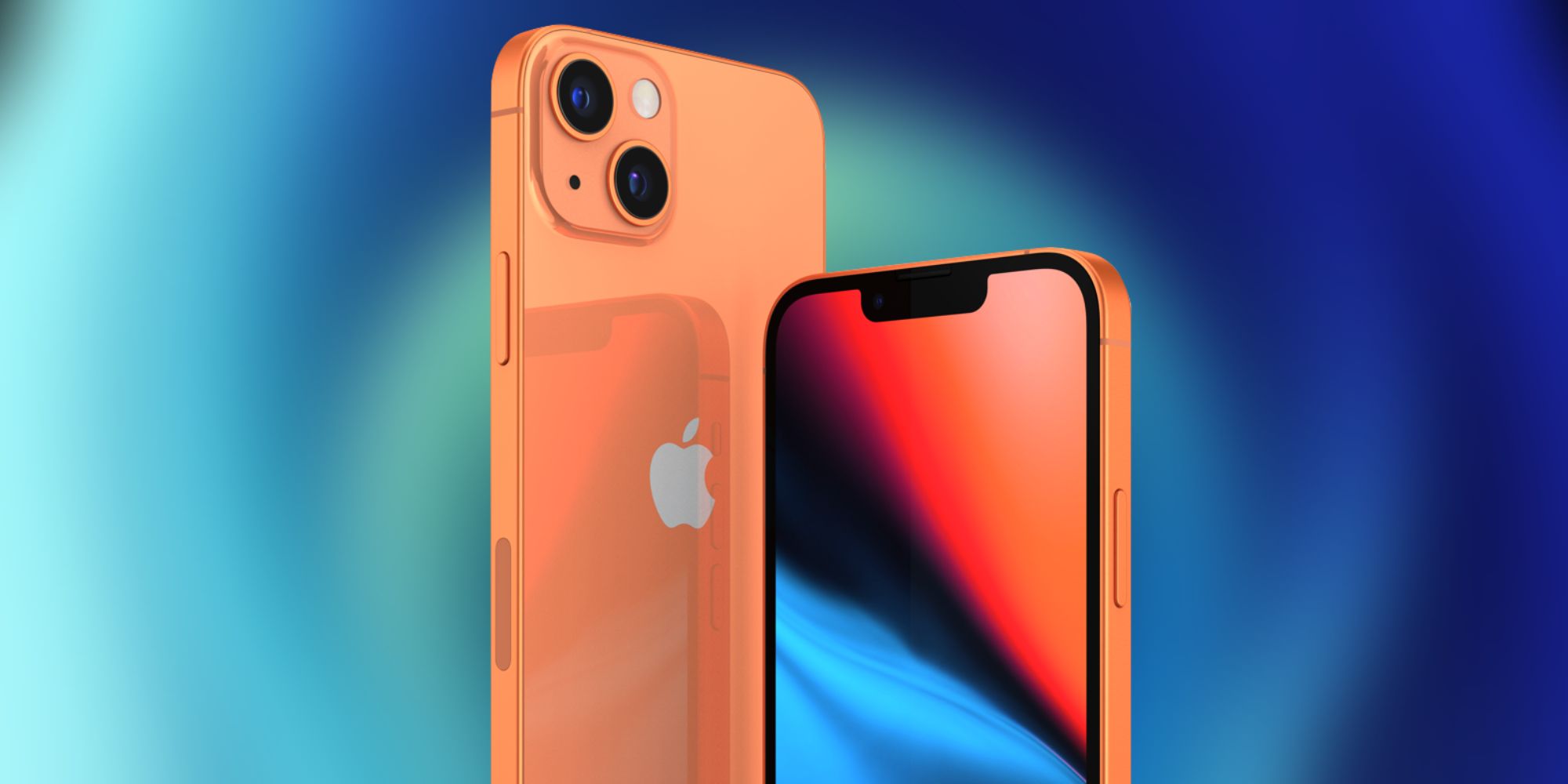 Render of an orange iPhone 13
