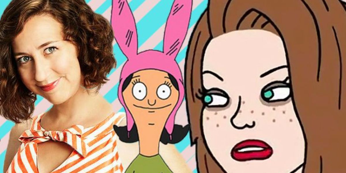 Voice actor Kristen Schaal with her characters Louise Belcher from Bob's Burgers and Sarah Lynn from BoJack Horseman