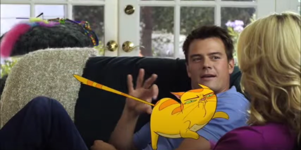 Anson touches Beezel's tail in Movie 43