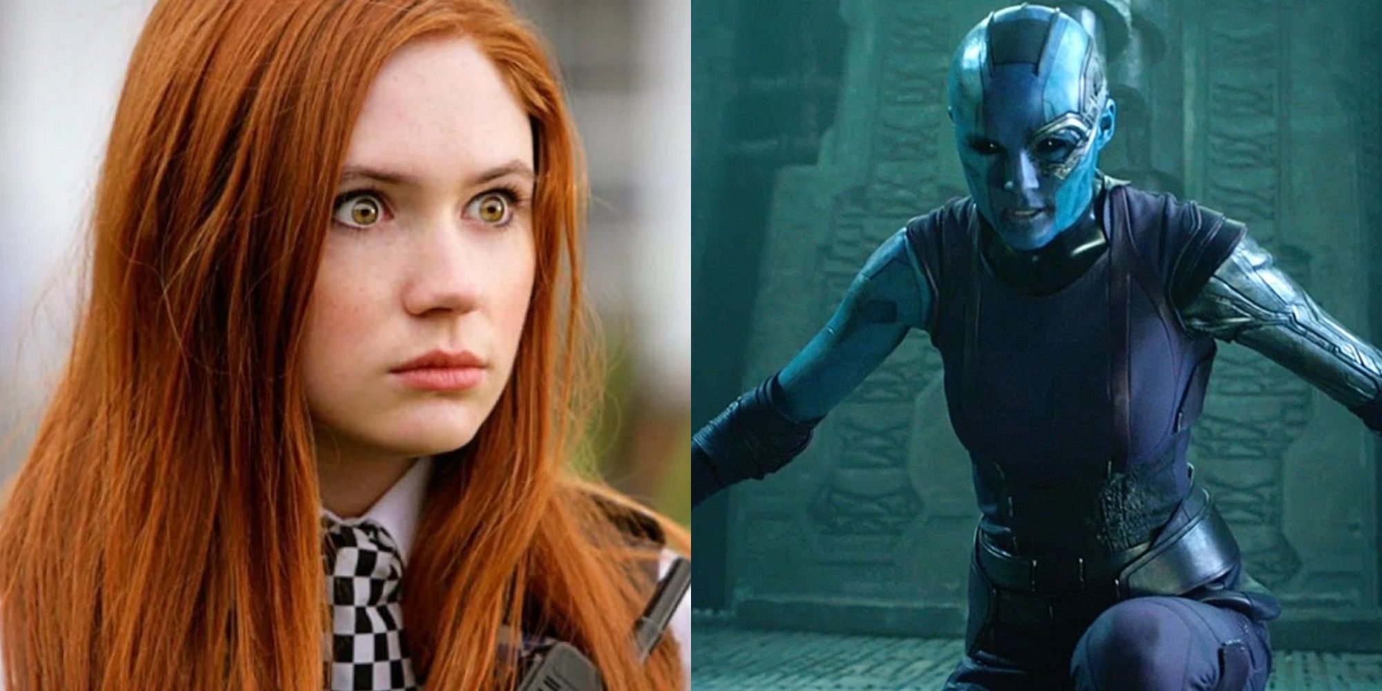 Karen Gillan as Amy Pond in Doctor Who and Nebula in Guardians of the Galaxy